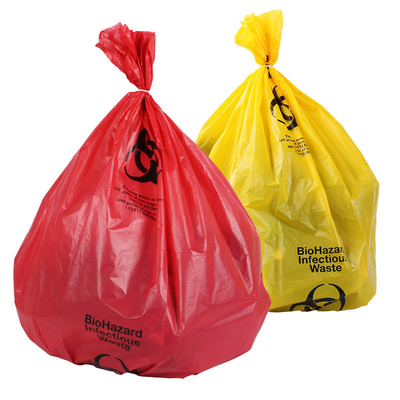 Liner Plastik Biohazard Limbah Medis Merah / Kuning Berkualitas Baik