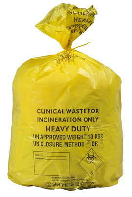 Kantong Limbah Menular LDPE / HDPE / MDPE Disposable Yellow Clinical Carriage