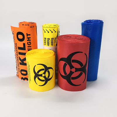 Kantong Sampah Menular Plastik Biohazard Cetak Kustom Dalam Gulungan
