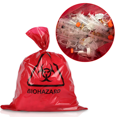 PP Red 135 Degree Biohazard Plastic Bag Autoclave Untuk Medis