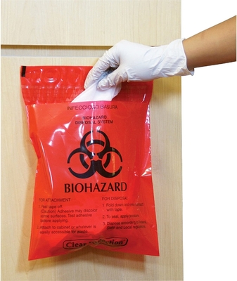 Limbah Biomedis Kantong Merah LDPE Dengan Pita Perekat Ganda