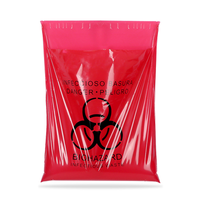 Red Self Seal Biohargo Waste Perawatan Kesehatan Autoclave Bags Dengan pita perekat