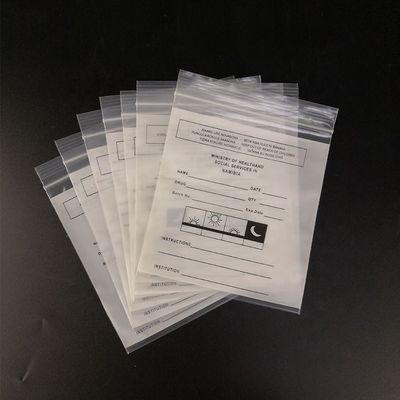 Ziplock Obat Kantong Plastik Poli LDPE Tahan Air Untuk Pengeluaran Pil