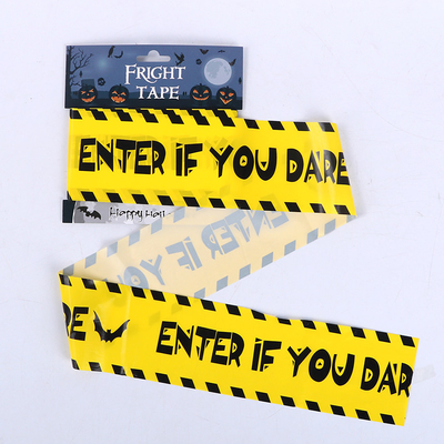 Halloween 0.025mm Masuk Jika Anda Berani Tape 30ft Plastic Fright Untuk Dacoration