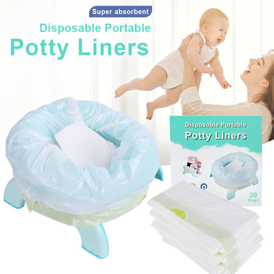 White LDPE Plastic Portable Travel Universal Potty Chair Liners dengan Serut